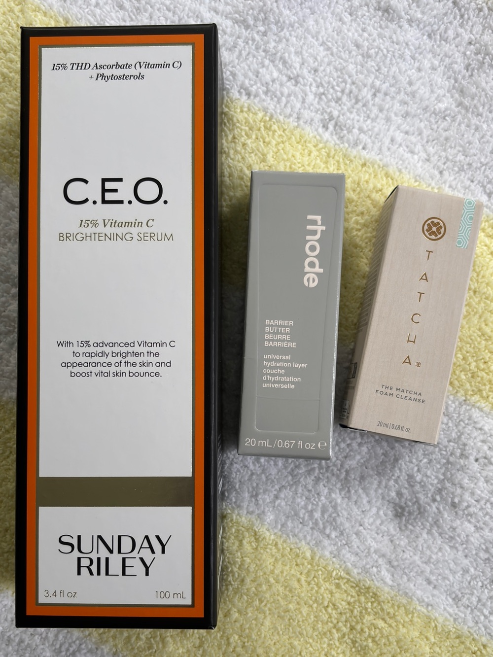 Brand New Sunday Riley 3.4 Oz C.E.O. Vitamin C Serum + Tatcha and Rhode Minis